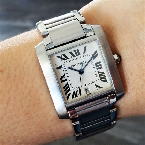 cartier tank watch with diamonds|cartier tank francaise 2302 movement.